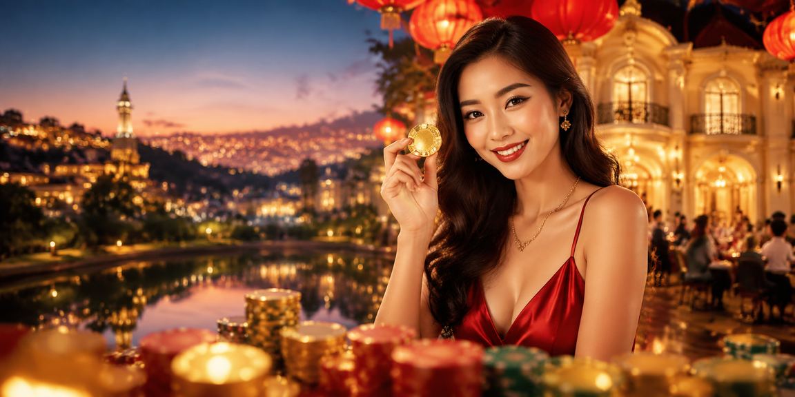 Không gian lễ hội trò chơi và xổ số tại Đà Lạt với đèn trang trí rực rỡ